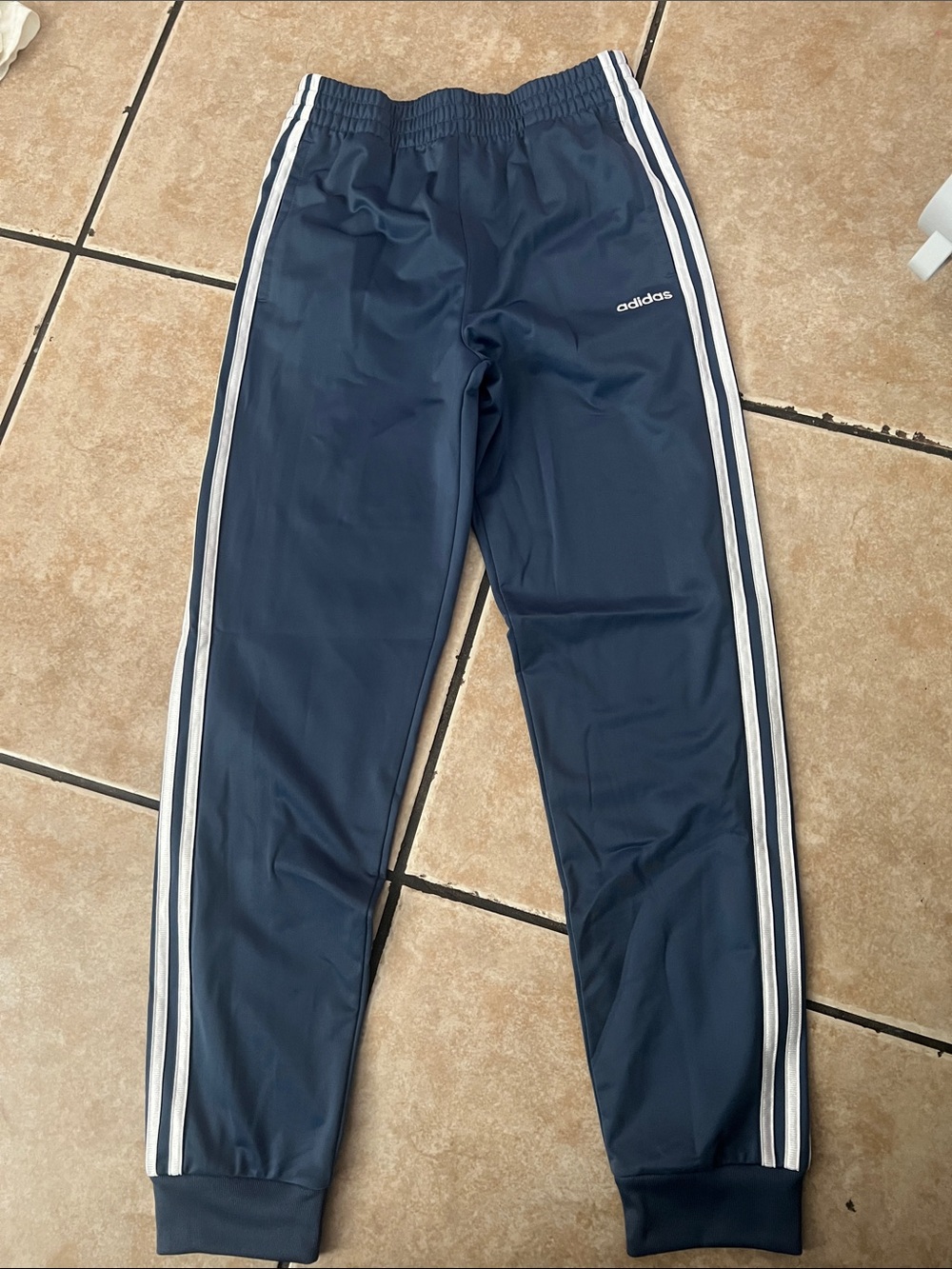 adidas Kids blue Joggers with White Side Stripes